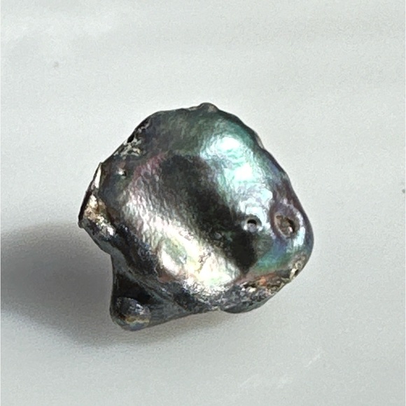 8.52ct Freeform Peacock Black Baroque Keshi Free Form Pearl Drilled Pearl - Picture 12 of 17